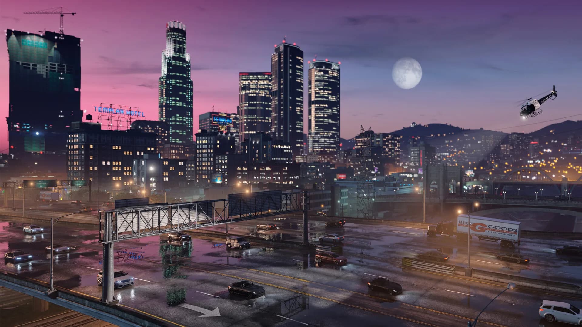 GTA V'te Los Santos'un gün batımındaki silüeti